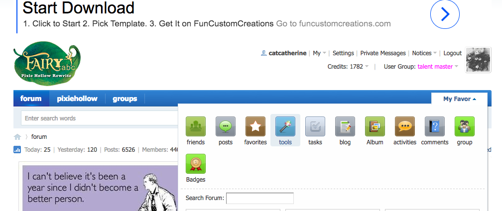 1. First, hover over the "My favor" drop down and click "tools"