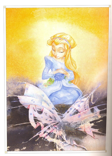 after cutting her wings to save neverland, she is very happy to be able to have her dream to swim